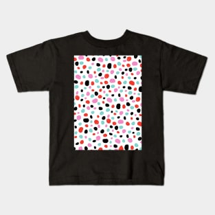 Polka dots pattern, Pink, Red, Black, Blue, Dots, Pattern, Fashion print, Funny art, Modern art, Wall art, Print, Minimalistic, Modern, Humor Kids T-Shirt